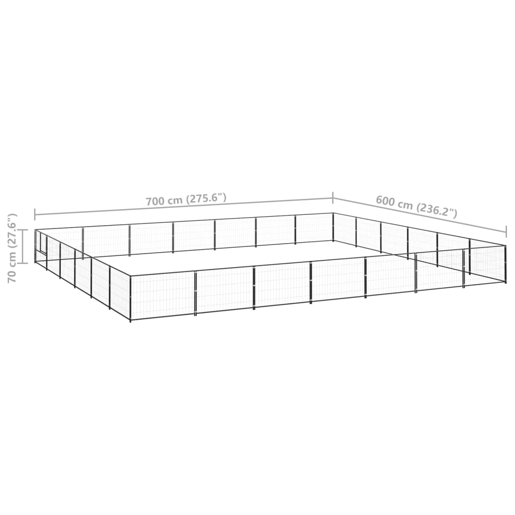 Canil para cães 42 m² aço preto