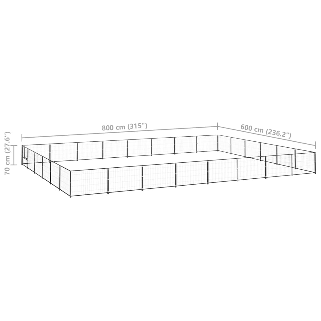 Canil para cães 48 m² aço preto