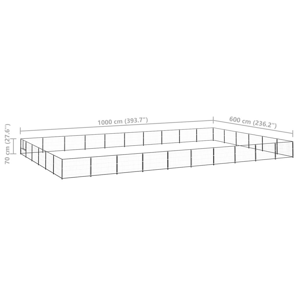 Canil para cães 60 m² aço preto