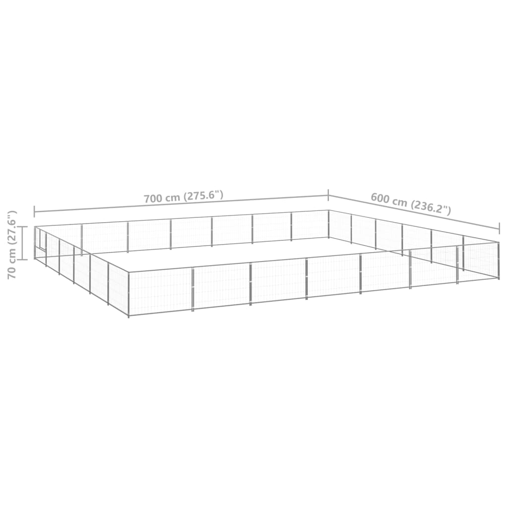 Canil para cães 42 m² aço prateado