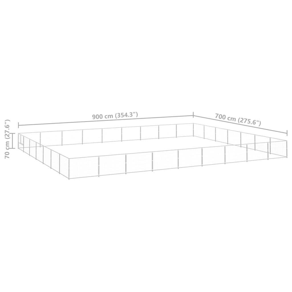 Canil para cães 63 m² aço prateado