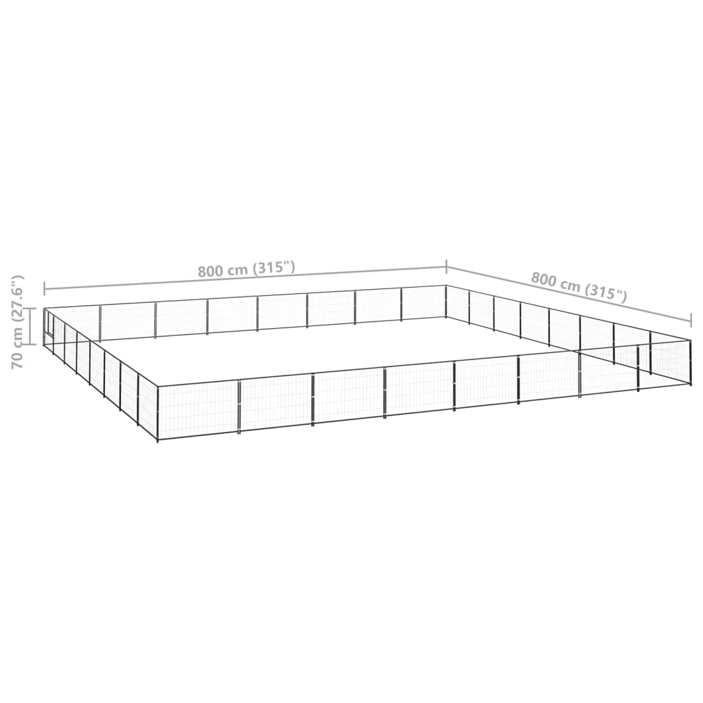 Canil para cães 64 m² aço preto