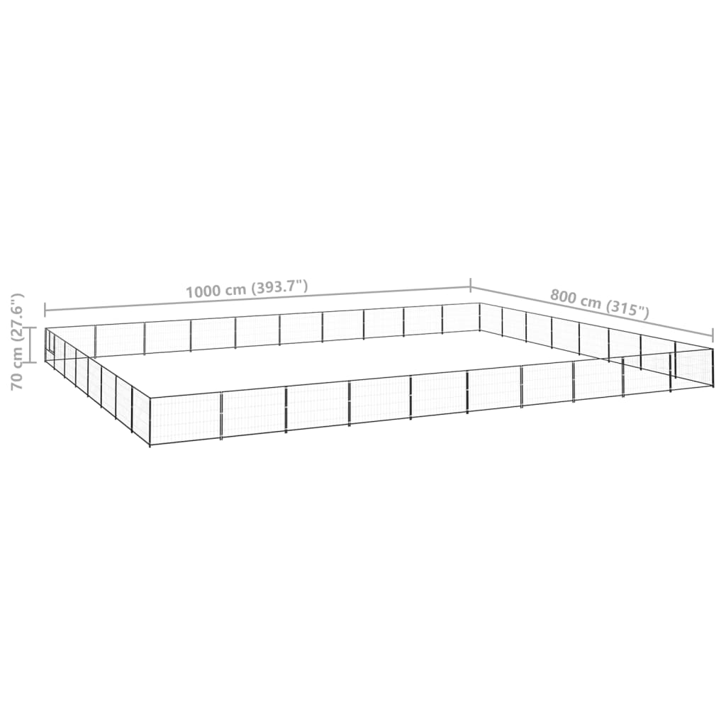 Canil para cães 80 m² aço preto