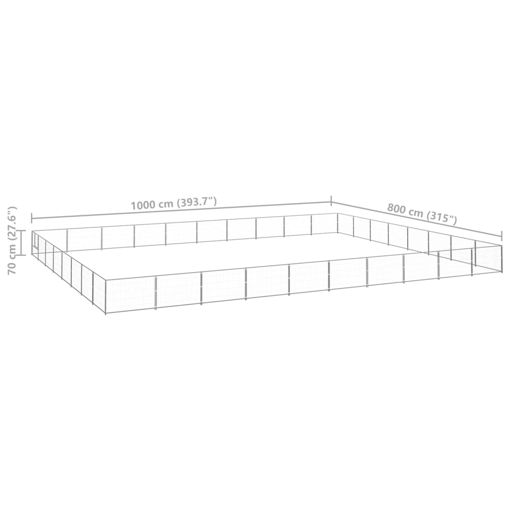 Canil para cães 80 m² aço prateado