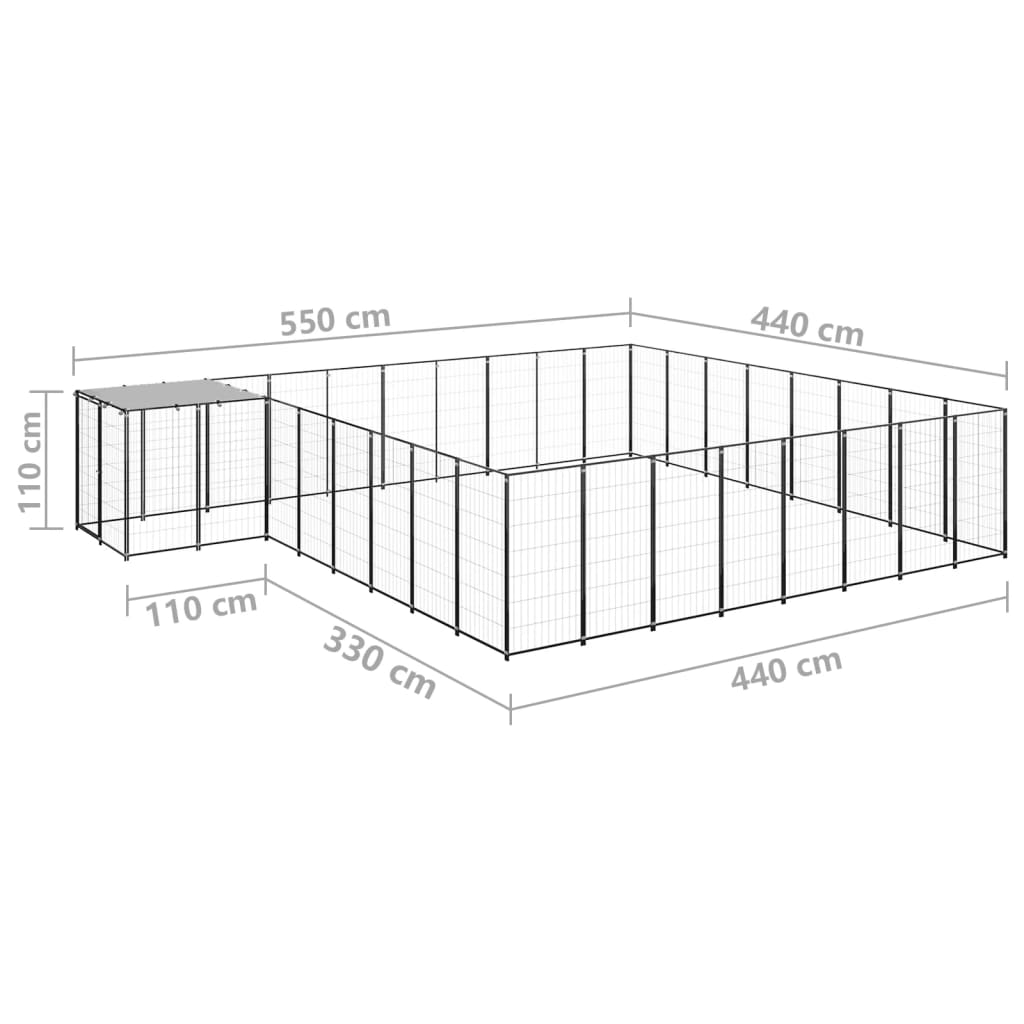 Canil 20,57 m² aço preto