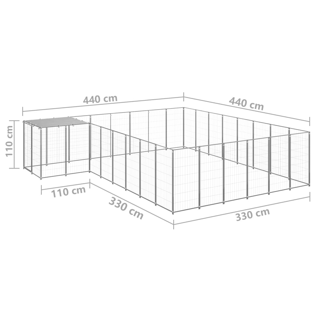 Canil 15,73 m² aço prateado