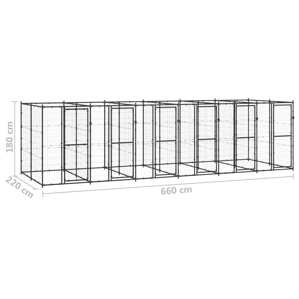 Canil de exterior 14,52 m² aço