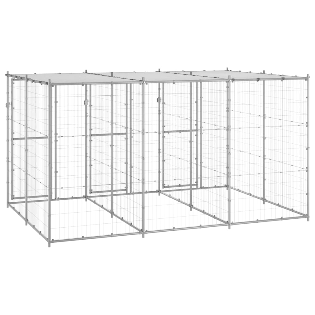 Canil de exterior com telhado 7,26 m² aço galvanizado