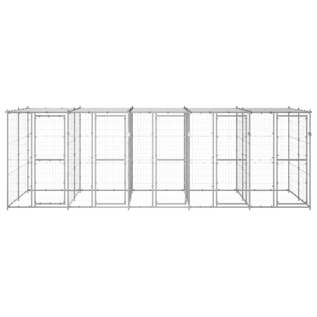 Canil de exterior com telhado 12,1 m² aço galvanizado