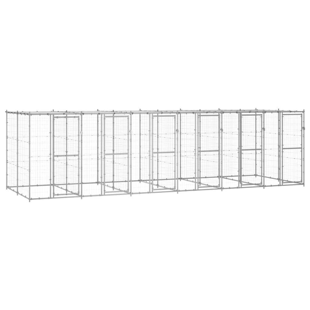 Canil de exterior com telhado 14,52 m² aço galvanizado
