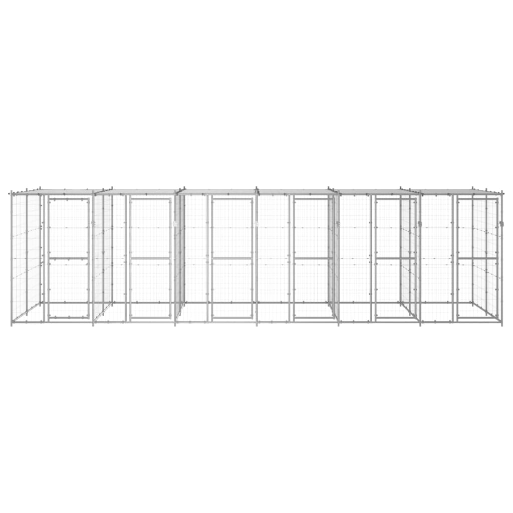 Canil de exterior com telhado 14,52 m² aço galvanizado