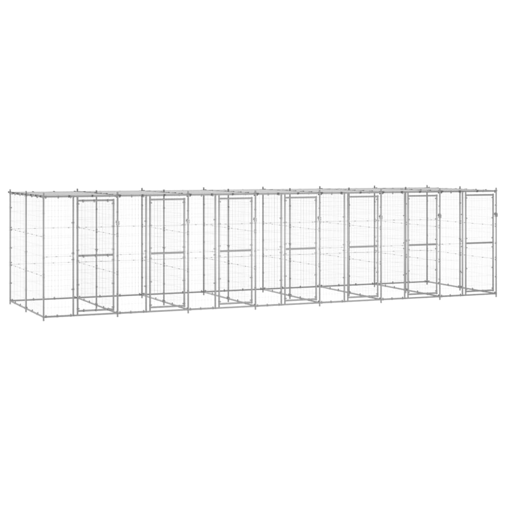 Canil de exterior com telhado 16,94 m² aço galvanizado