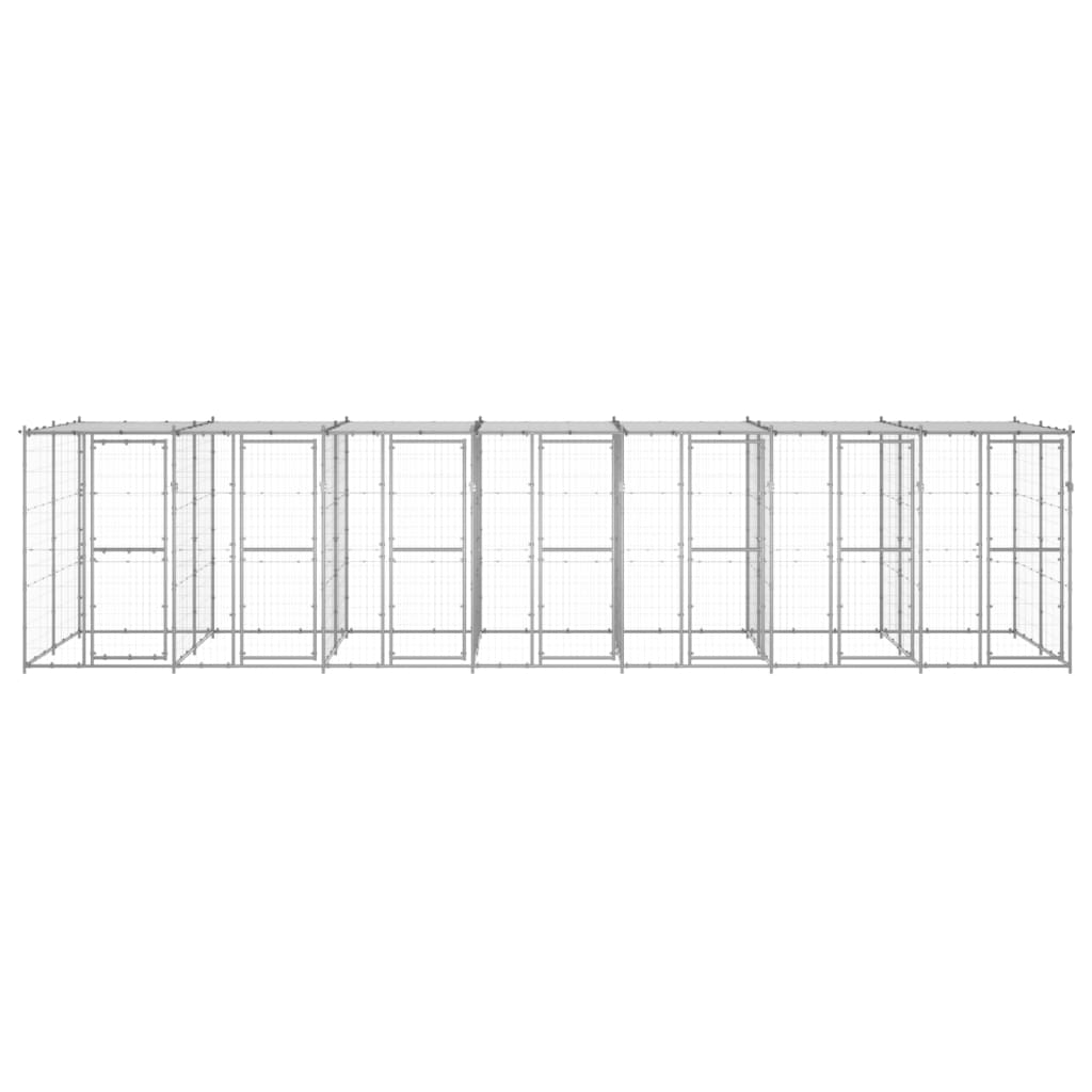 Canil de exterior com telhado 16,94 m² aço galvanizado