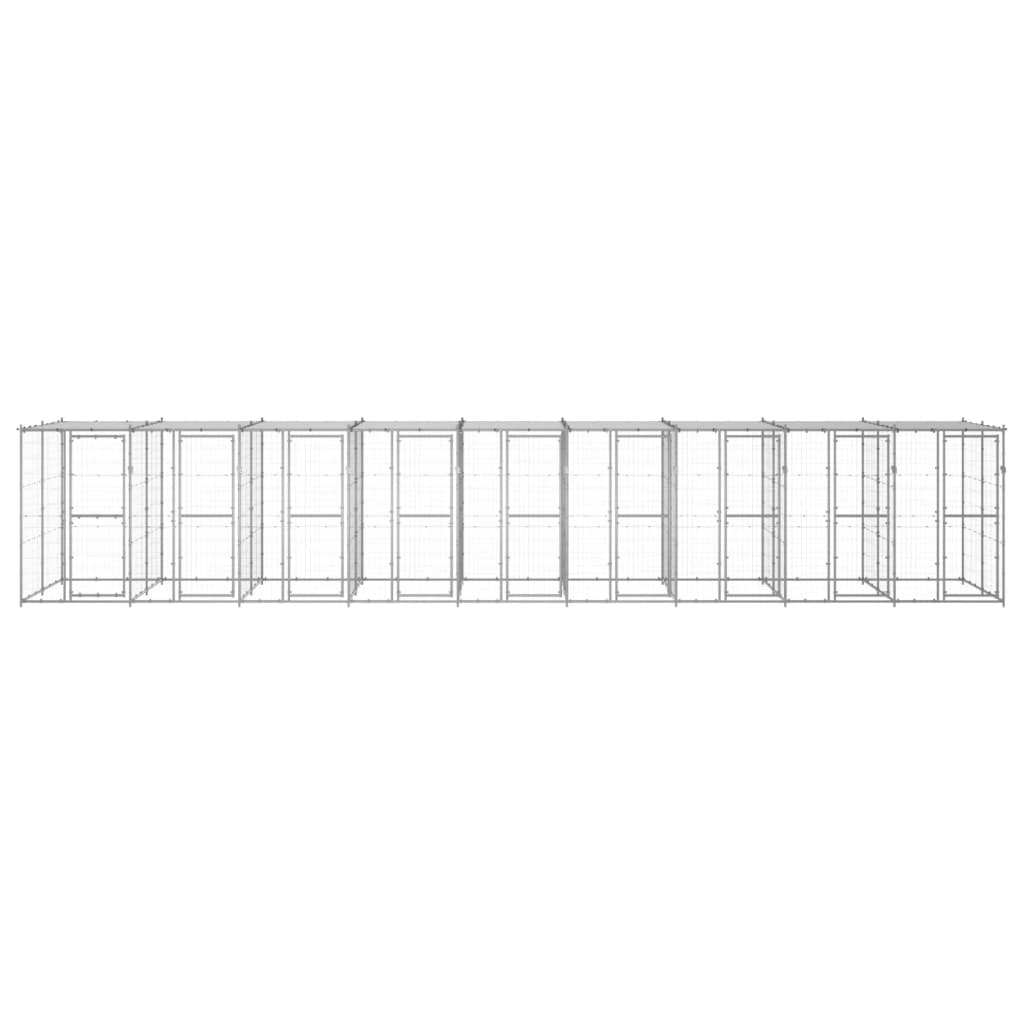 Canil de exterior com telhado 21,78 m² aço galvanizado