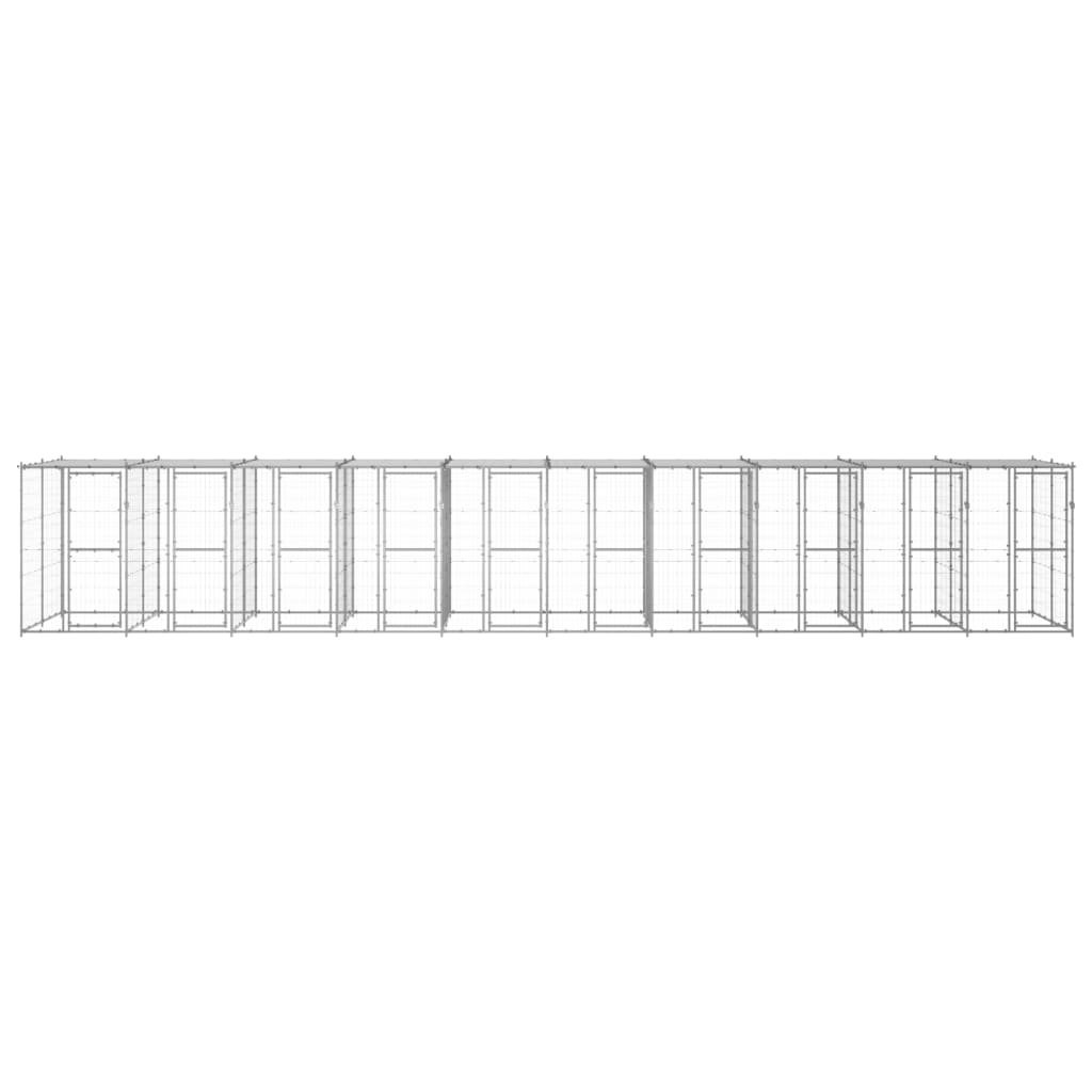 Canil de exterior com telhado 24,2 m² aço galvanizado