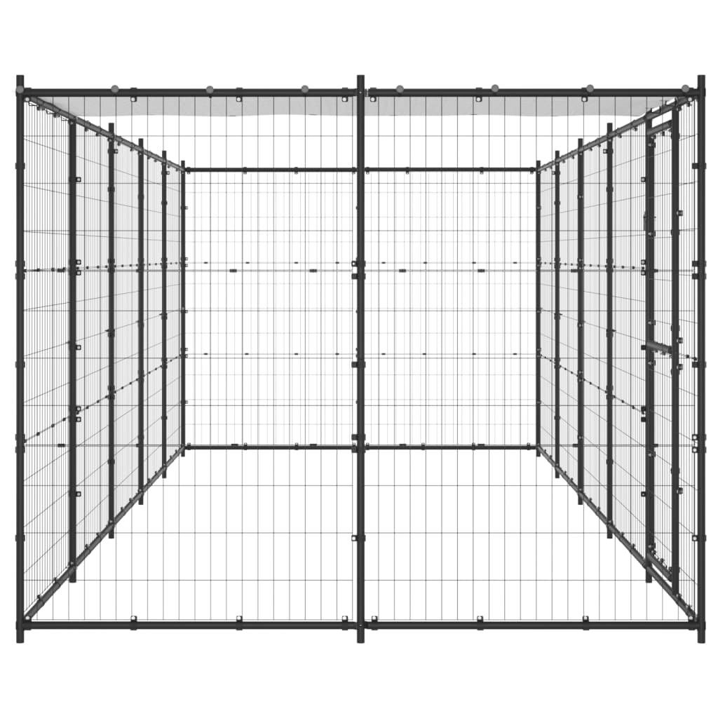 Canil de exterior com telhado 12,1 m² aço