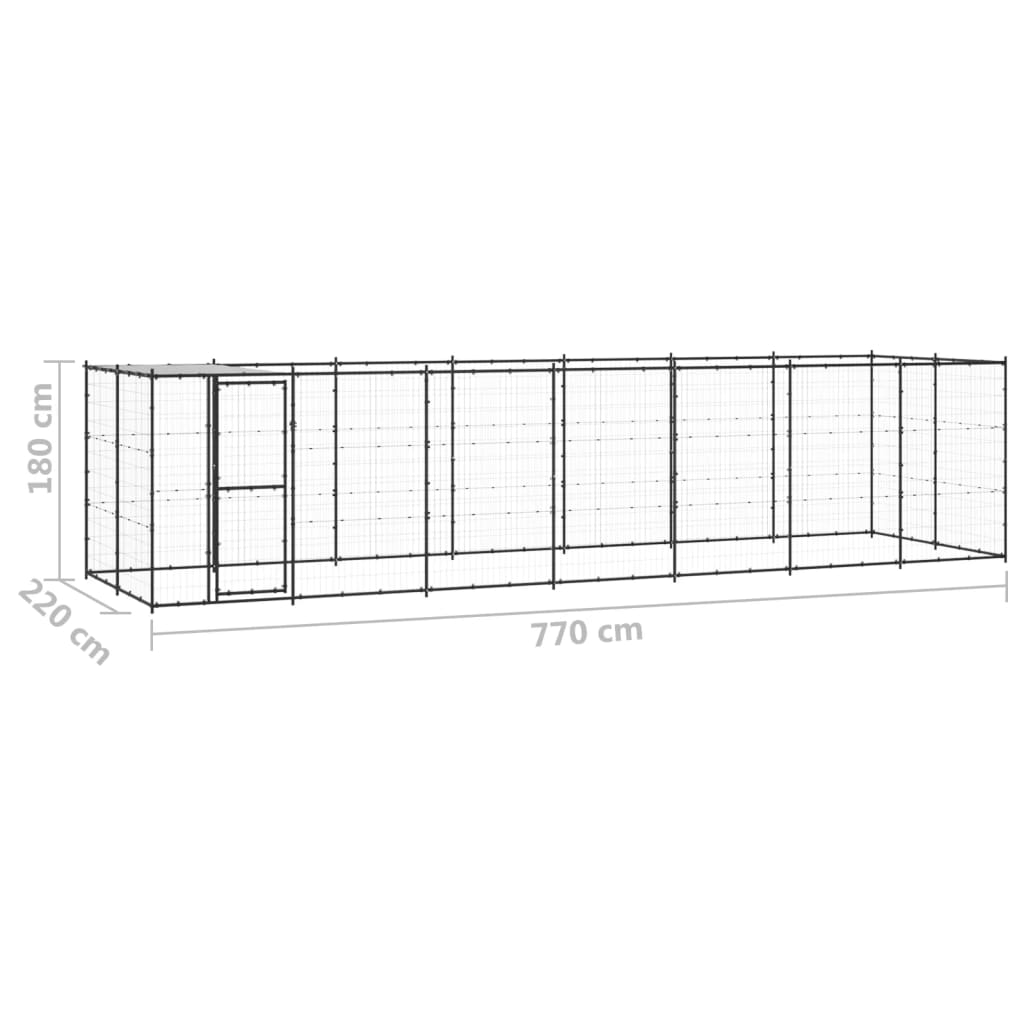 Canil de exterior com telhado 16,94 m² aço