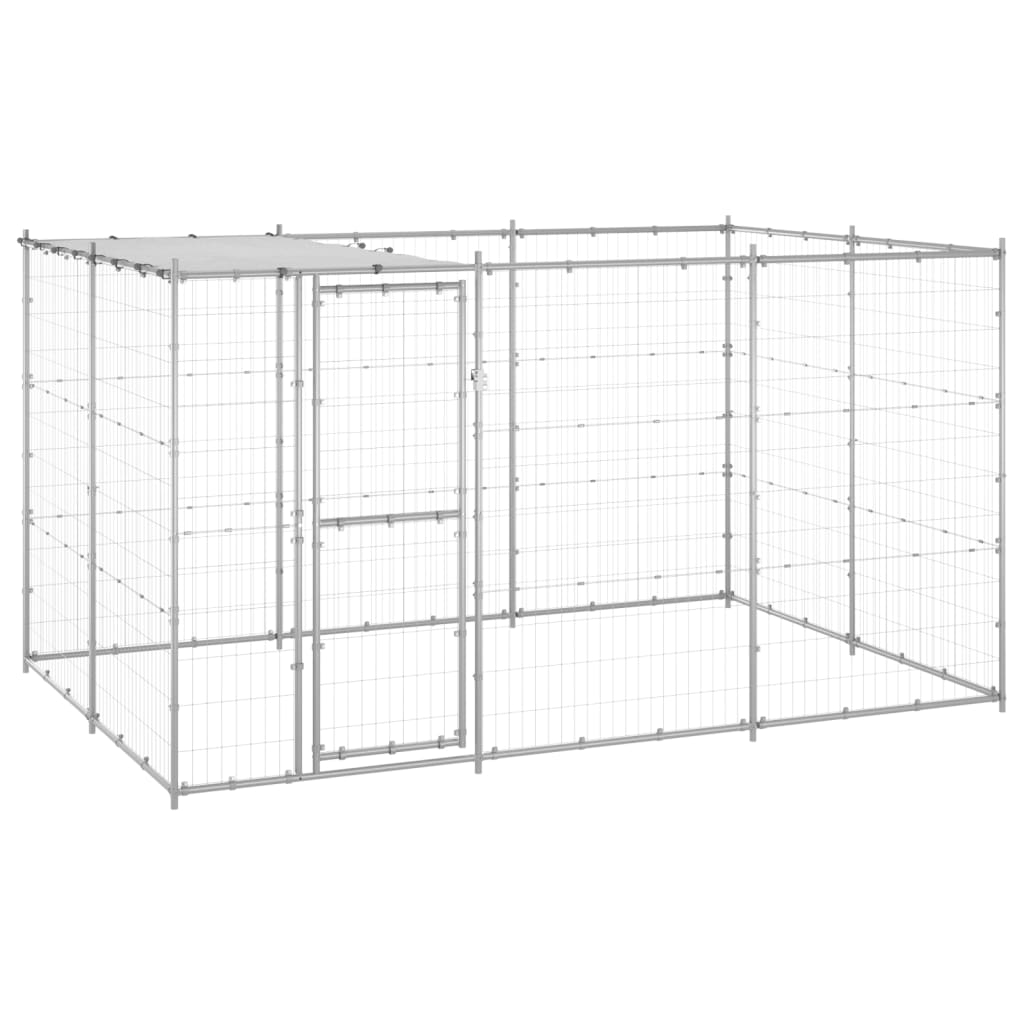 Canil de exterior com telhado 7,26 m² aço galvanizado