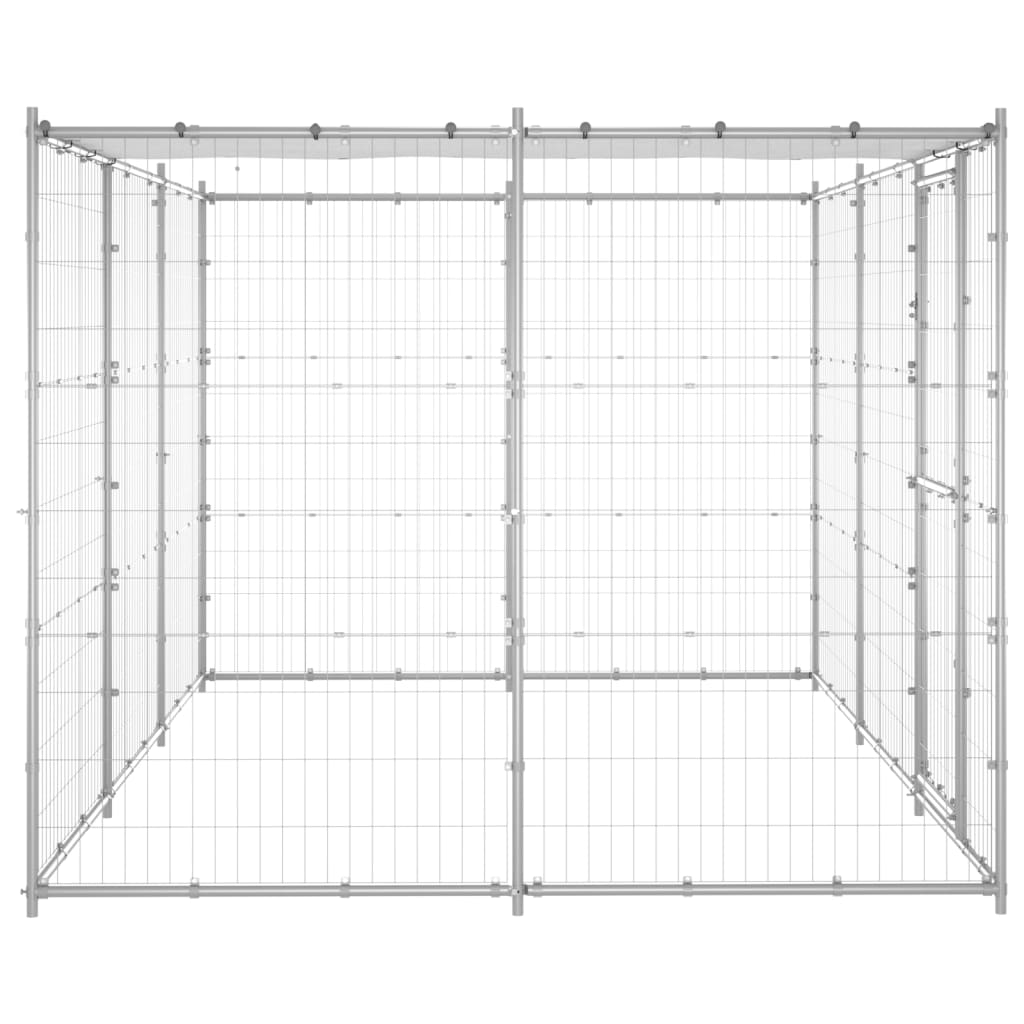 Canil de exterior com telhado 7,26 m² aço galvanizado