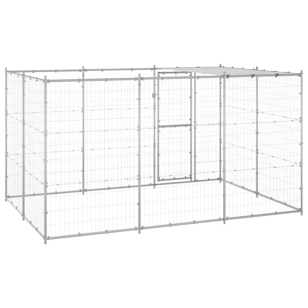 Canil de exterior com telhado 7,26 m² aço galvanizado
