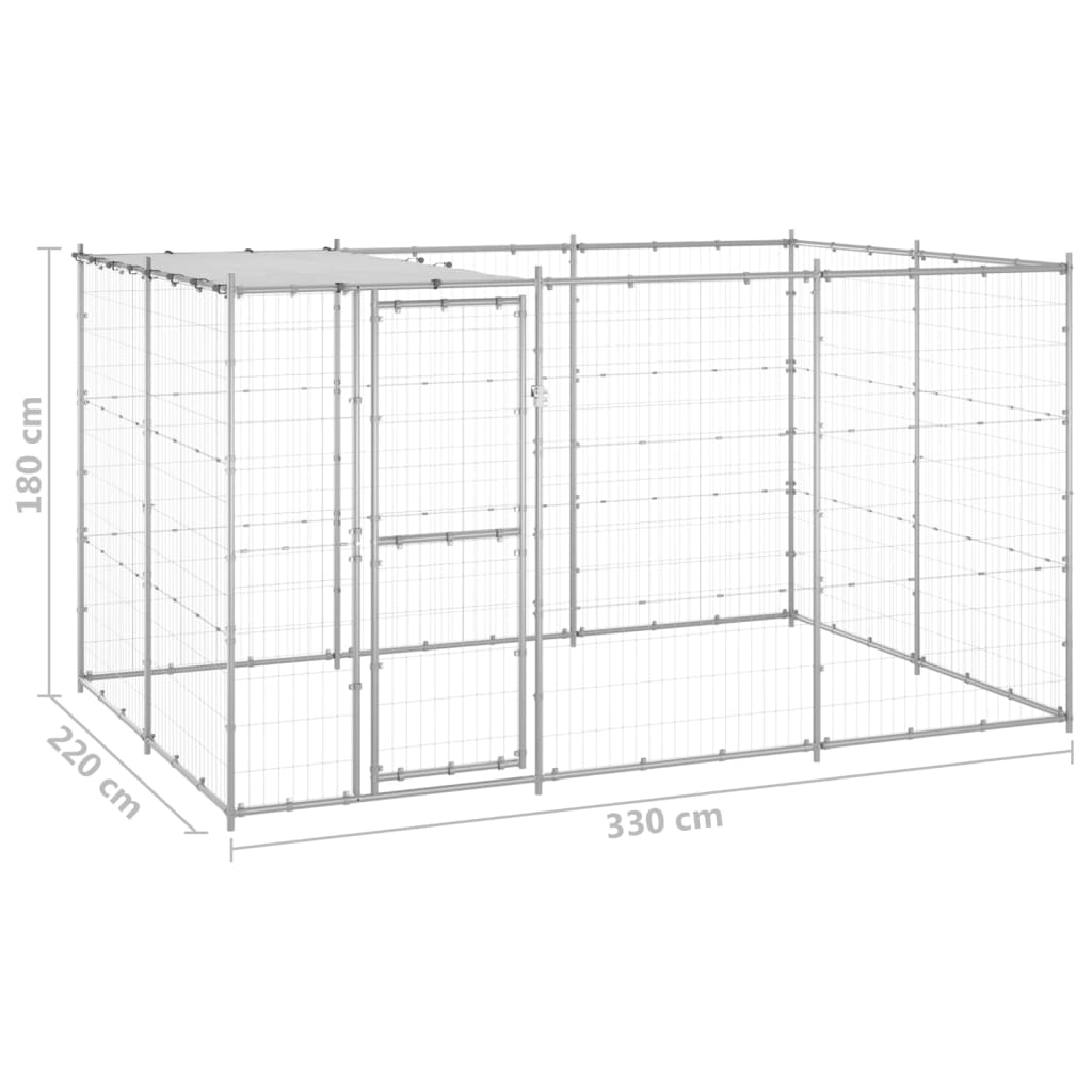 Canil de exterior com telhado 7,26 m² aço galvanizado