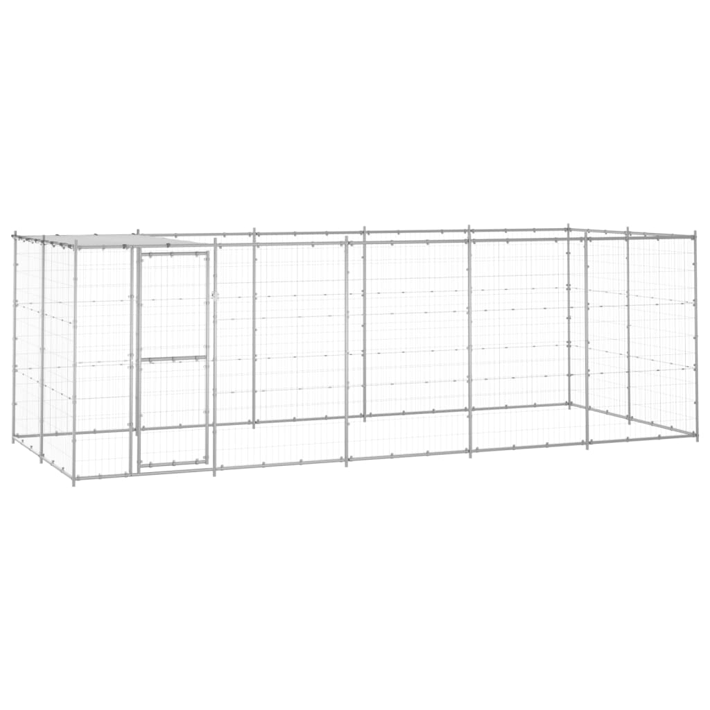 Canil de exterior com telhado 12,1 m² aço galvanizado