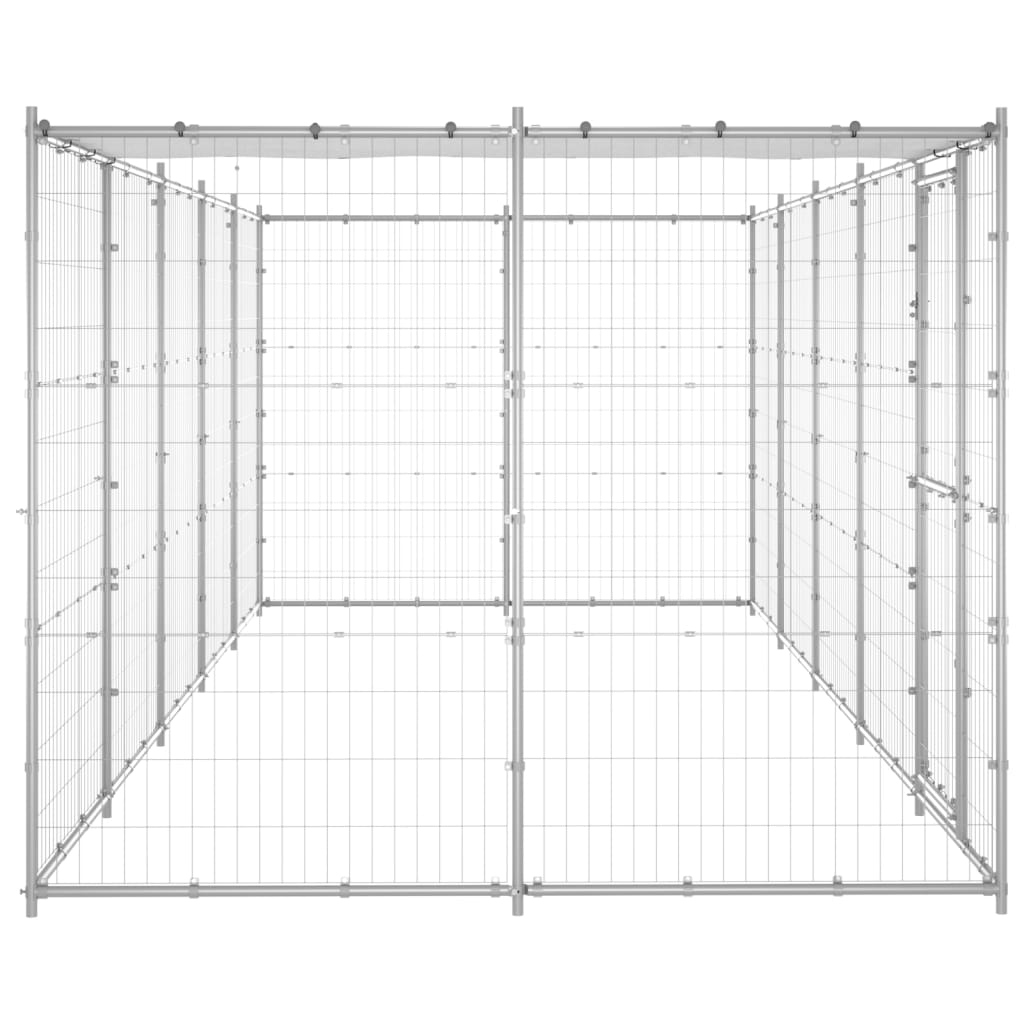 Canil de exterior com telhado 12,1 m² aço galvanizado