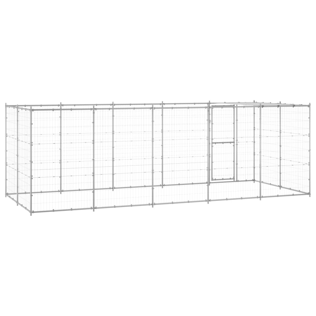 Canil de exterior com telhado 12,1 m² aço galvanizado