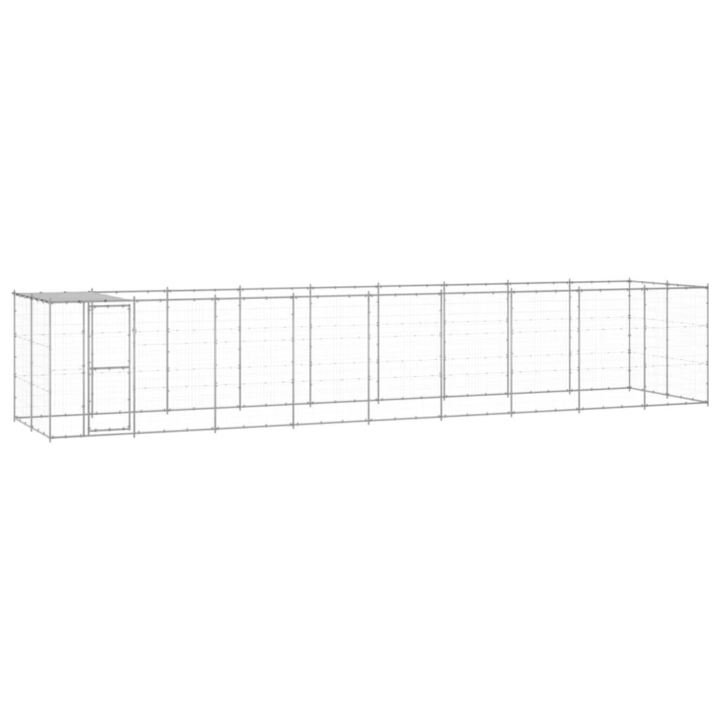 Canil de exterior com telhado 21,78 m² aço galvanizado