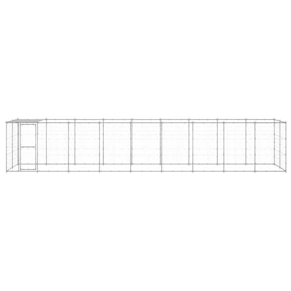 Canil de exterior com telhado 21,78 m² aço galvanizado