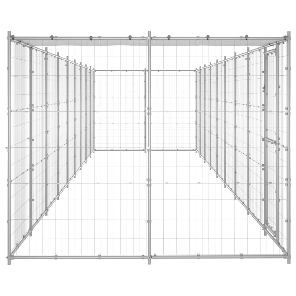 Canil de exterior com telhado 21,78 m² aço galvanizado