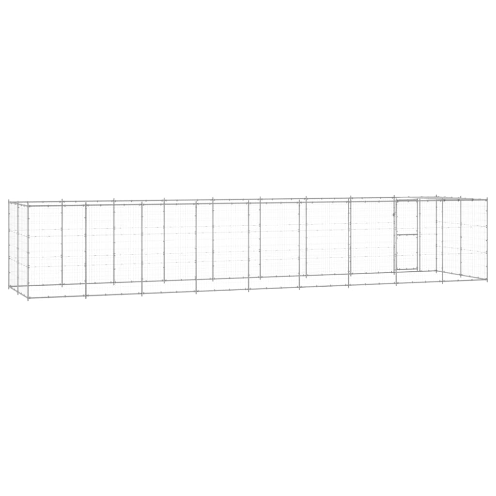 Canil de exterior com telhado 21,78 m² aço galvanizado