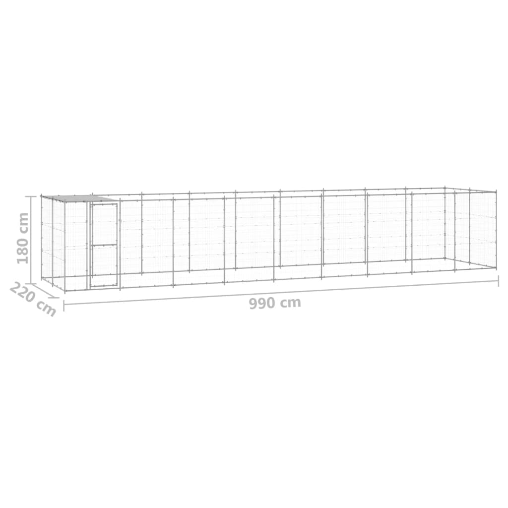 Canil de exterior com telhado 21,78 m² aço galvanizado