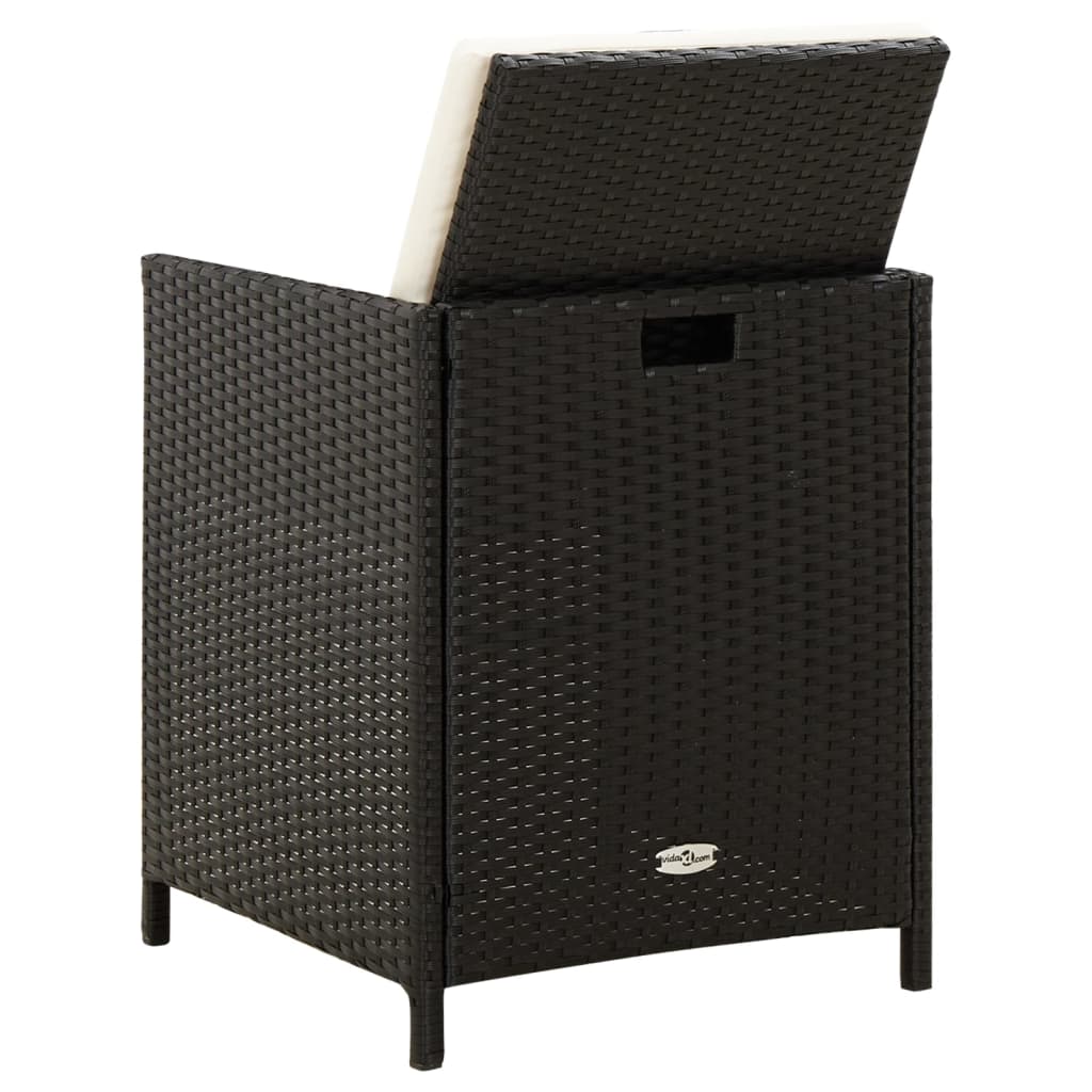 4 pcs conjunto de cadeiras e bancos de jardim vime PE preto