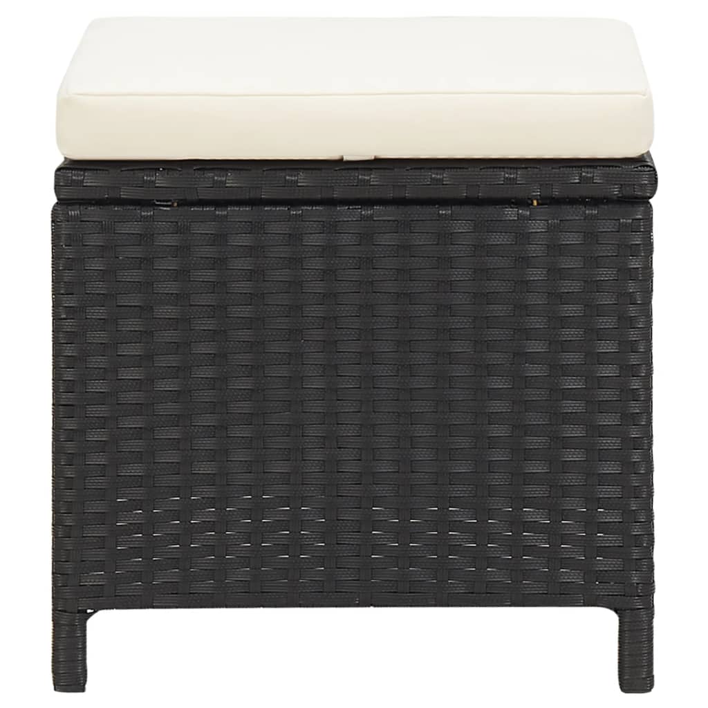 4 pcs conjunto de cadeiras e bancos de jardim vime PE preto