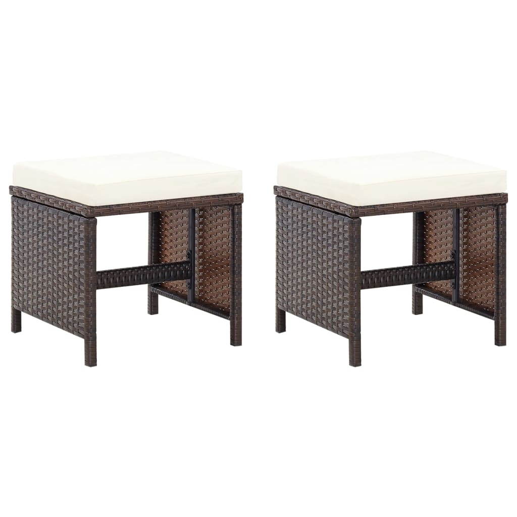 4 pcs conjunto de cadeiras e bancos de jardim vime PE castanho