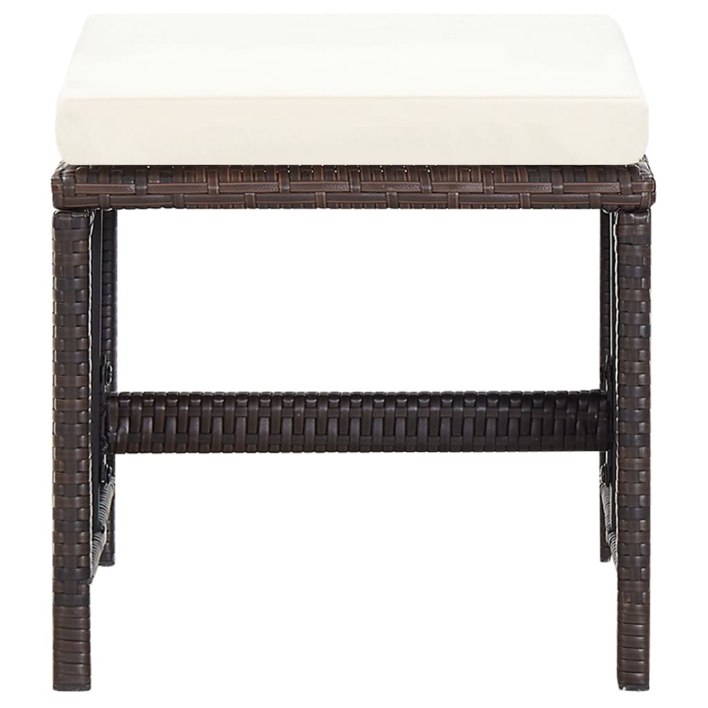 4 pcs conjunto de cadeiras e bancos de jardim vime PE castanho