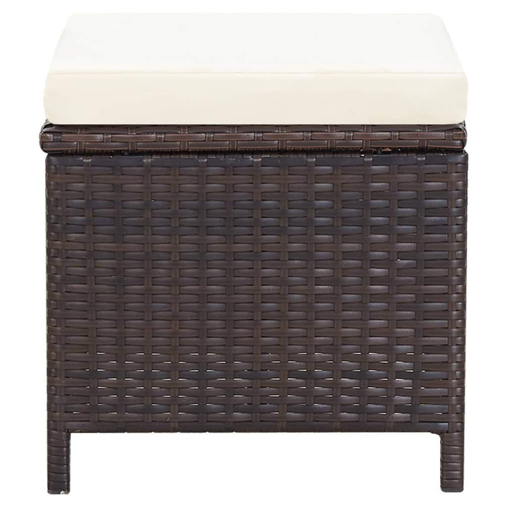 4 pcs conjunto de cadeiras e bancos de jardim vime PE castanho