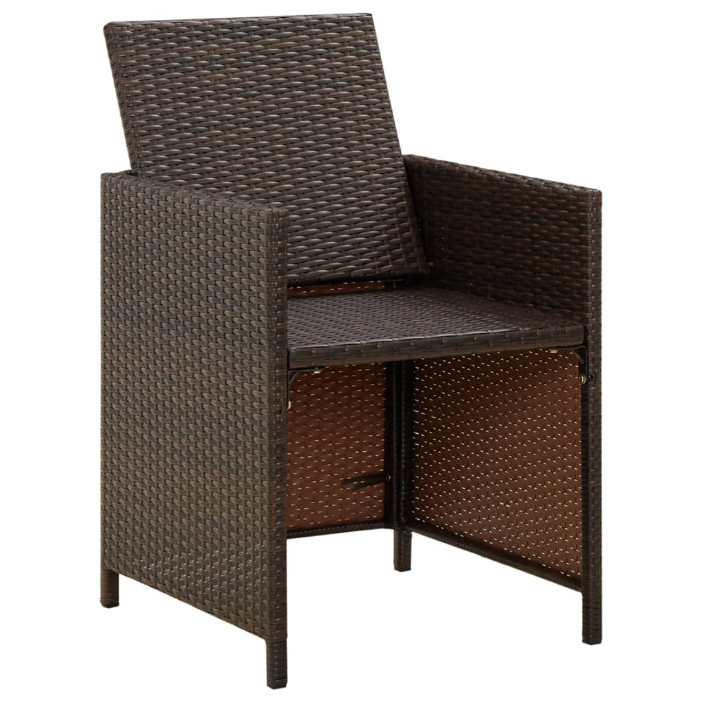 Cadeiras de jantar jardim c/ almofadões 4 pcs vime PE castanho