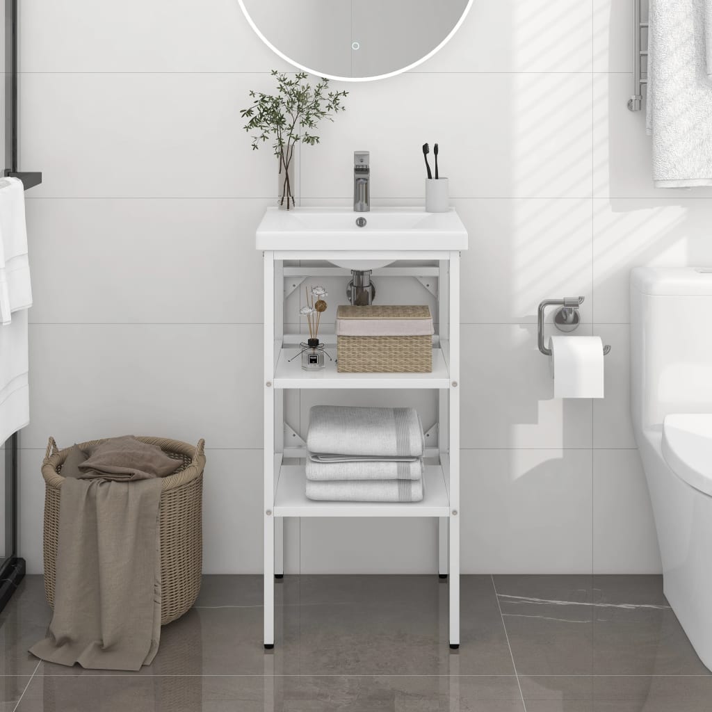 Estrutura p/ lavatório casa de banho ferro 40x38x83 cm branco