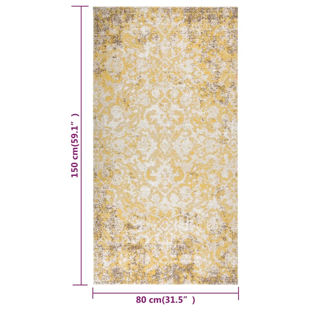 Tapete de exterior tecelagem lisa 80x150 cm amarelo