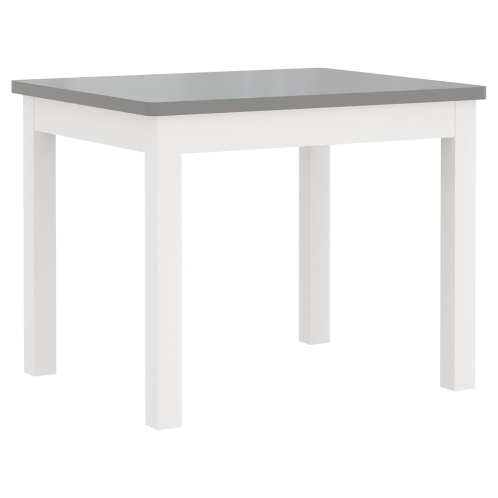 3 pcs conjunto mesa e cadeiras infantil MDF branco e cinzento