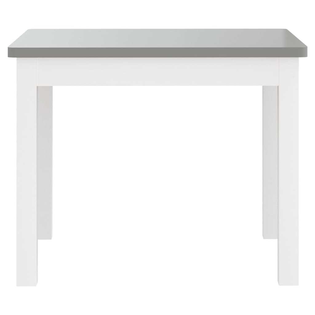 3 pcs conjunto mesa e cadeiras infantil MDF branco e cinzento