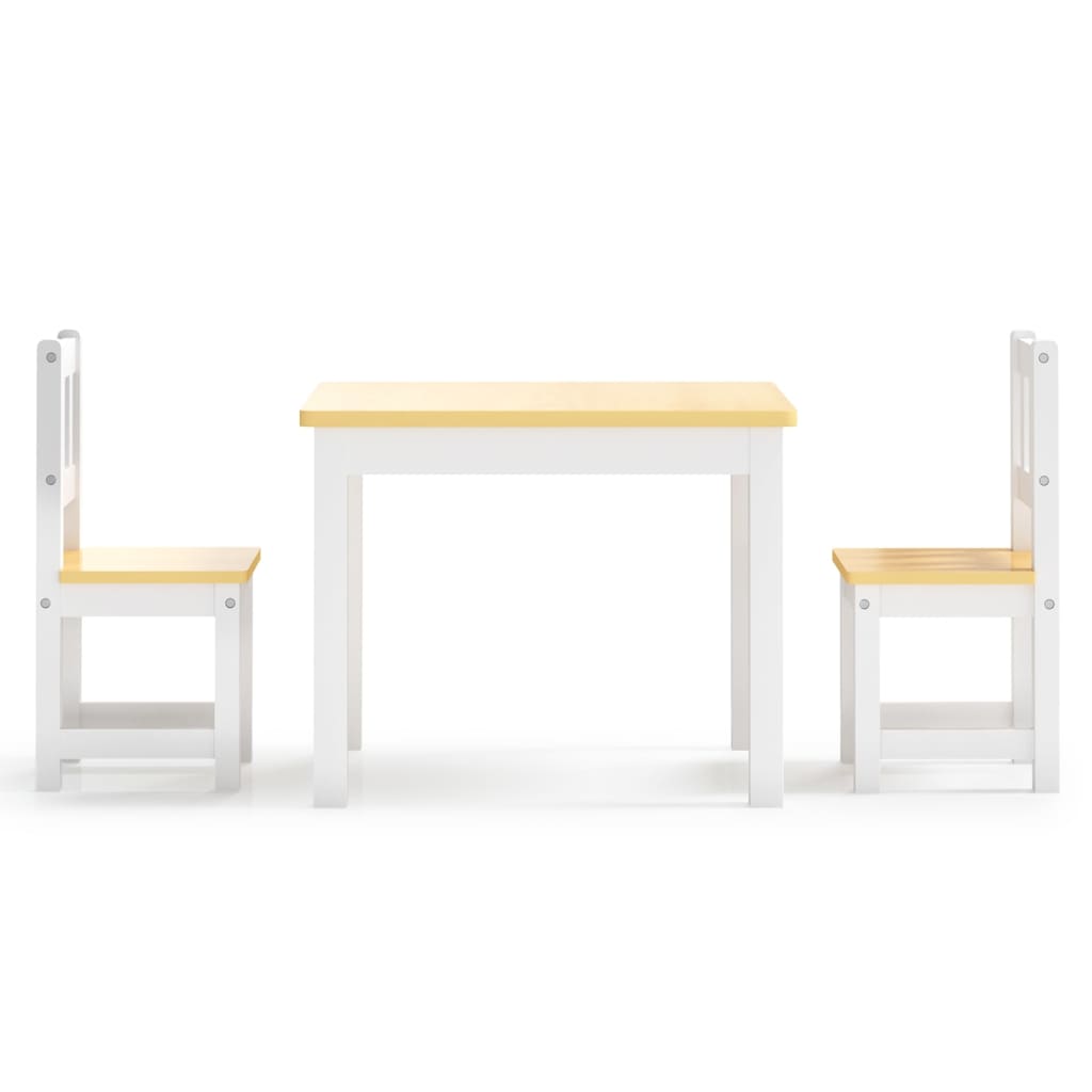 3 pcs conjunto mesa e cadeiras infantil MDF branco e cinzento