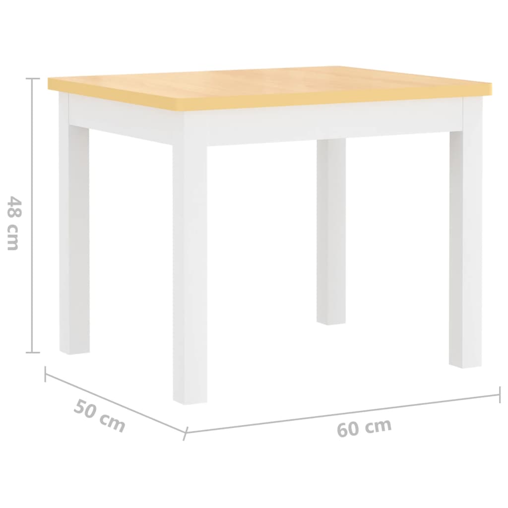 3 pcs conjunto mesa e cadeiras infantil MDF branco e cinzento