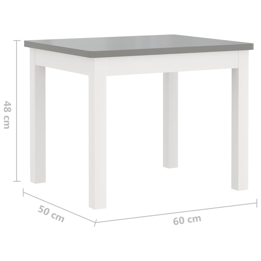 4 pcs conjunto mesa e cadeiras infantil MDF branco e bege