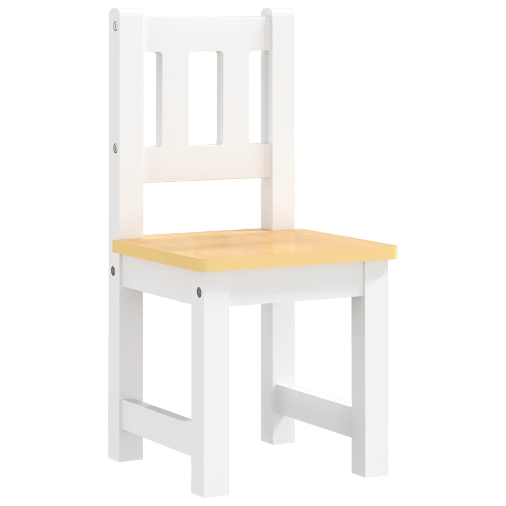 4 pcs conjunto mesa e cadeiras infantil MDF branco e bege