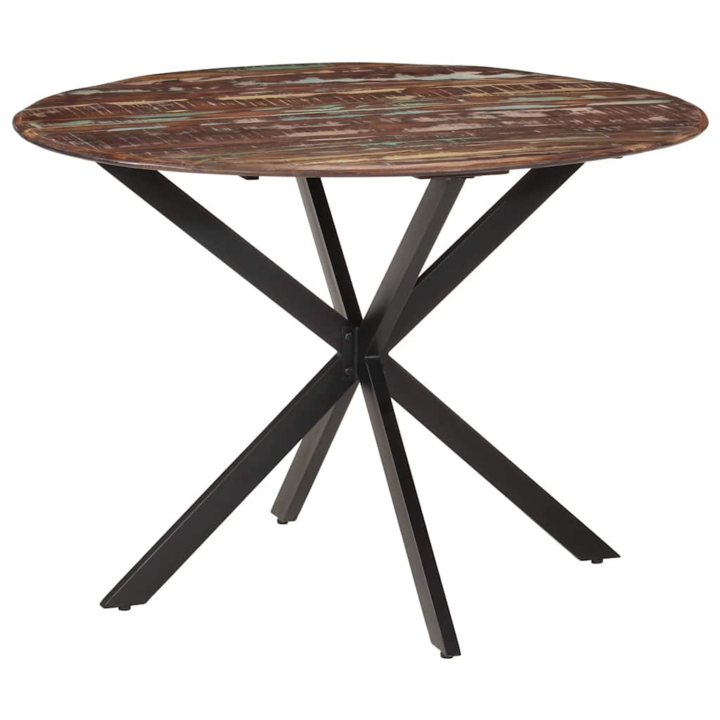 Mesa de jantar Ø110x78 cm madeira recuperada maciça e aço
