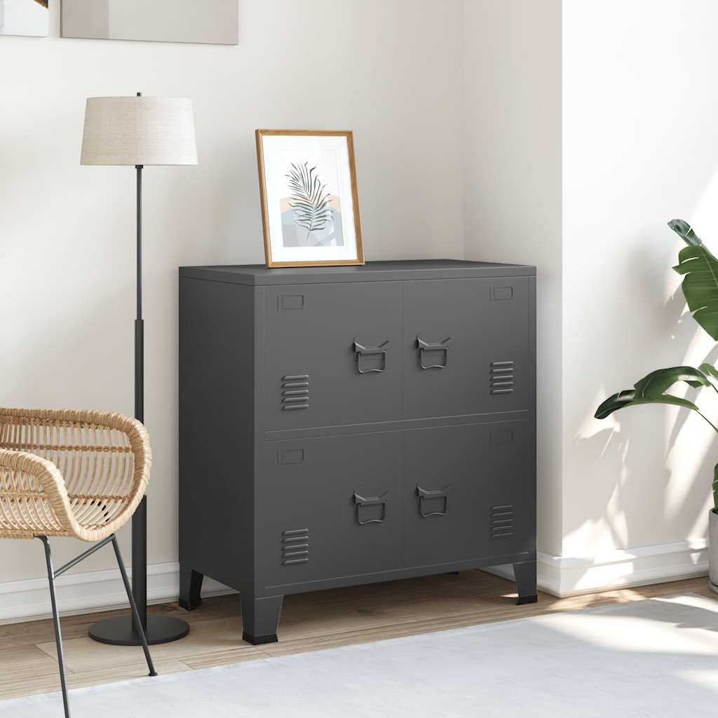Aparador de arrumação industrial 75x40x80 cm aço antracite