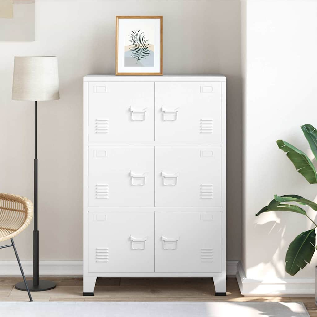 Aparador de arrumação industrial 75x40x115 cm metal branco